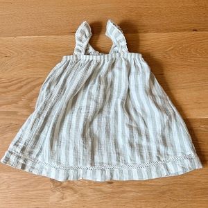 Quincy Mae Sage Striped Embroidered Dress